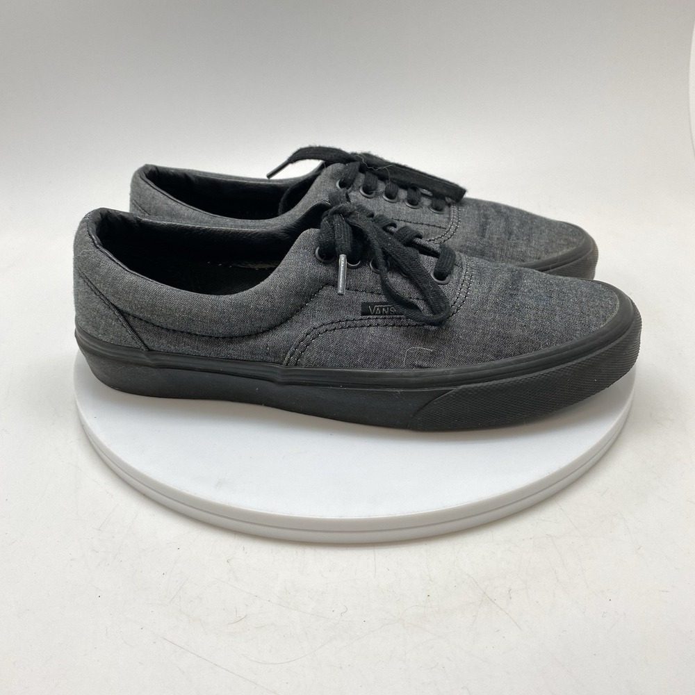 Vans Era Sneakers Mens 8 Womens 9.5 721454 Black Mono Chambray Casual Shoes